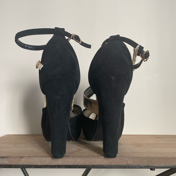 Black velvet high Heel open toe - Picture 5 of 5